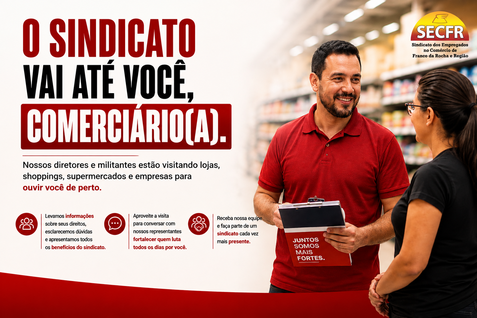 O sindicato que representa também faz questão de estar presente. 🤝
