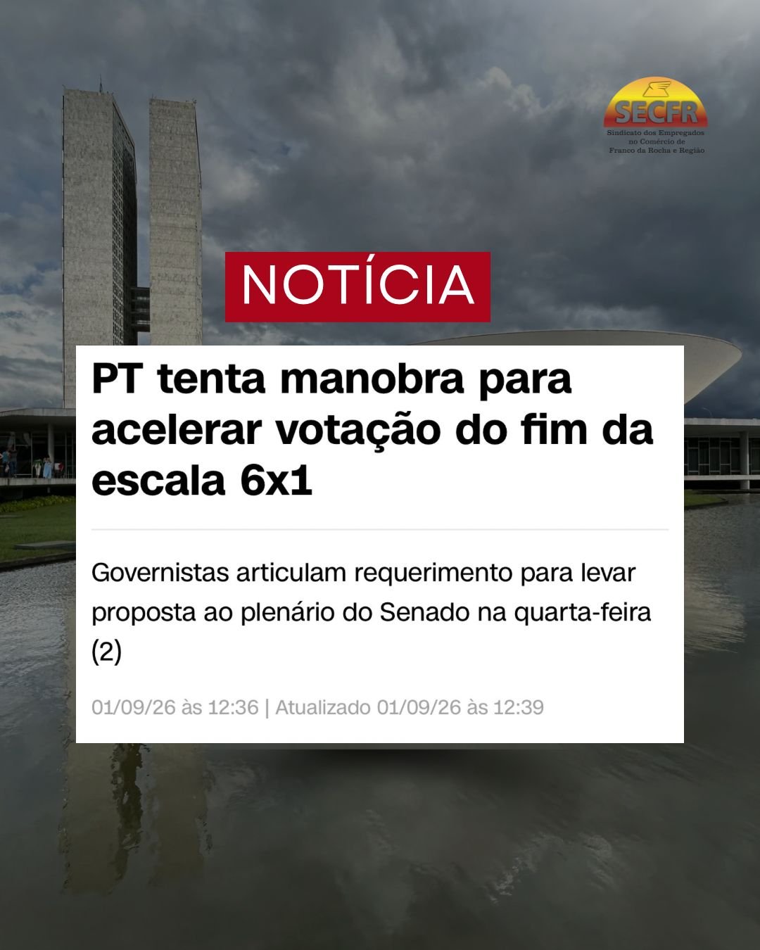 🚨 O fim da escala 6×1 pode ganhar velocidade no Congresso.