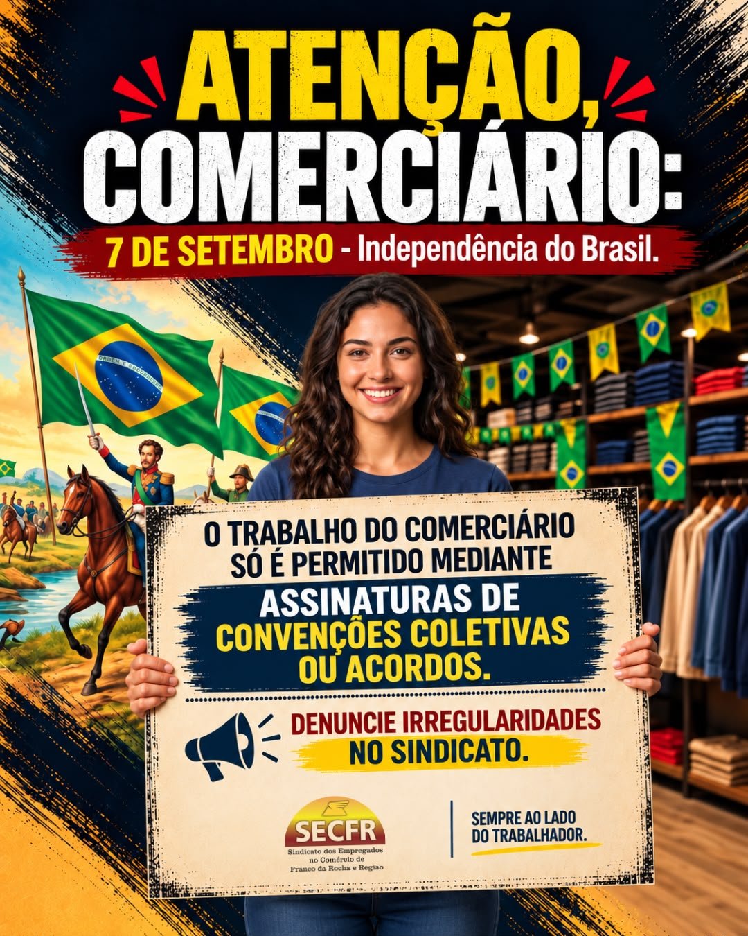 Neste 7 de setembro, atenção, comerciário!